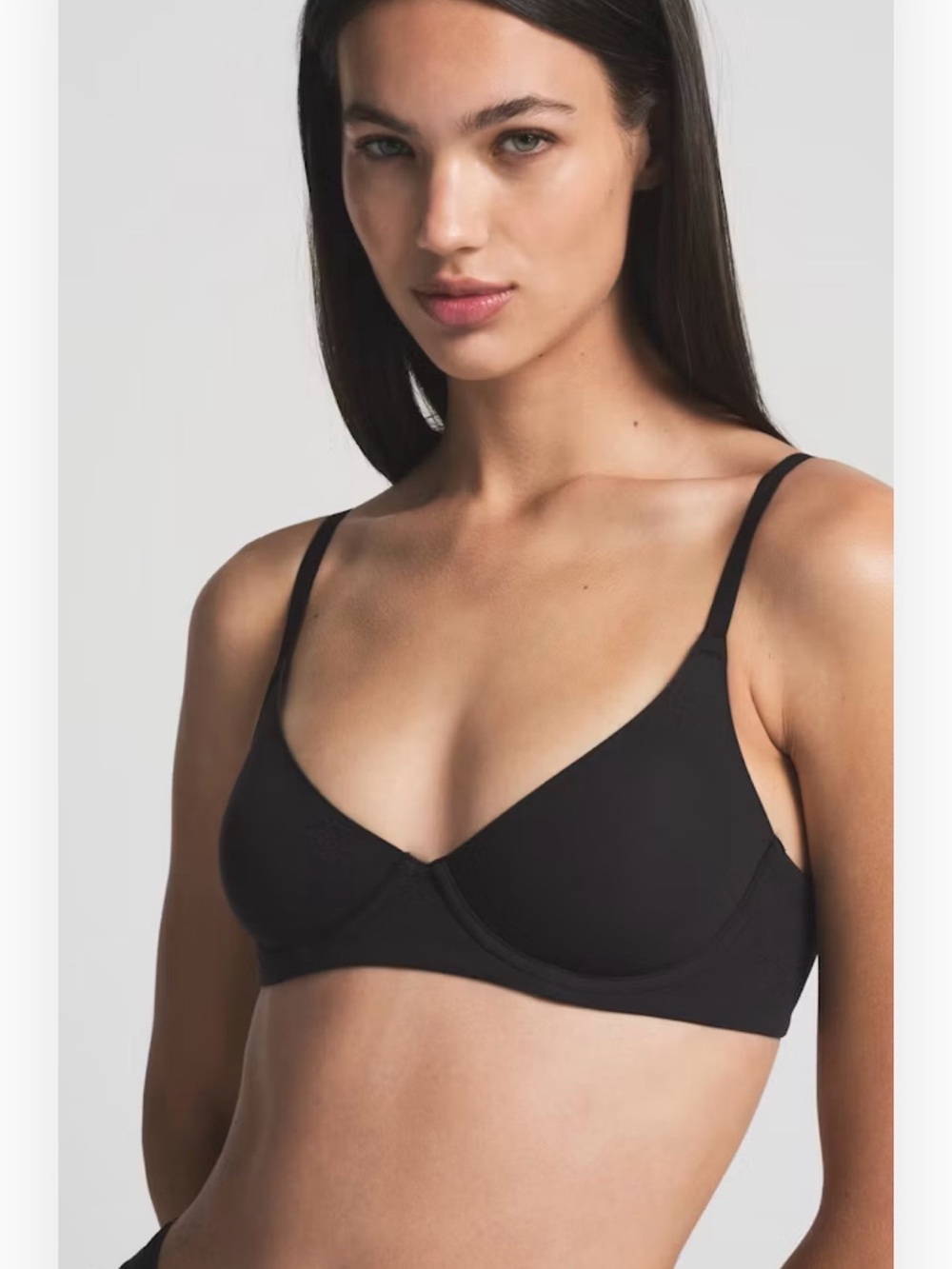 SKIMS Everyday Cotton Unlined Demi Bra Onyx Black 34DDD NWT
